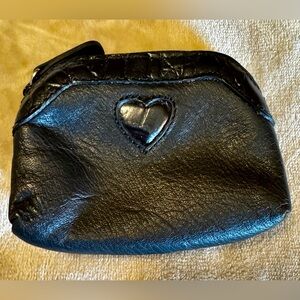 Brighton Black Leather Heart Accent Coin Purse